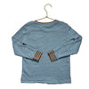 Mini Boden Blue Shirt, Brown Trim - Size 6-7Y