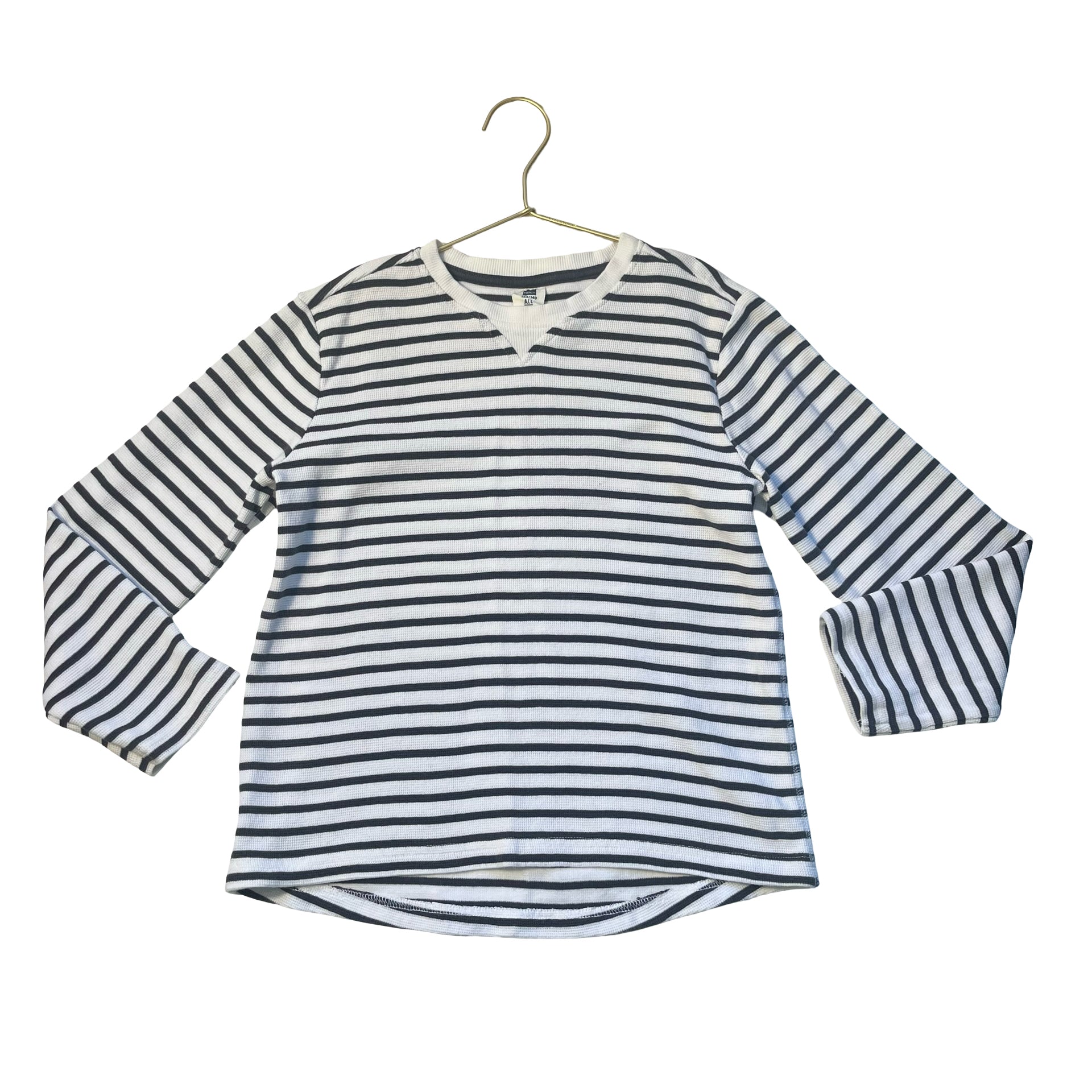Hema White & Black Striped Waffle Shirt - Size 134-140 (8-10)