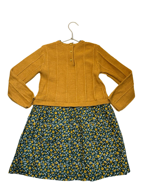 Sergent Major Mustard Sweater & Green Floral Dress - Size 7A