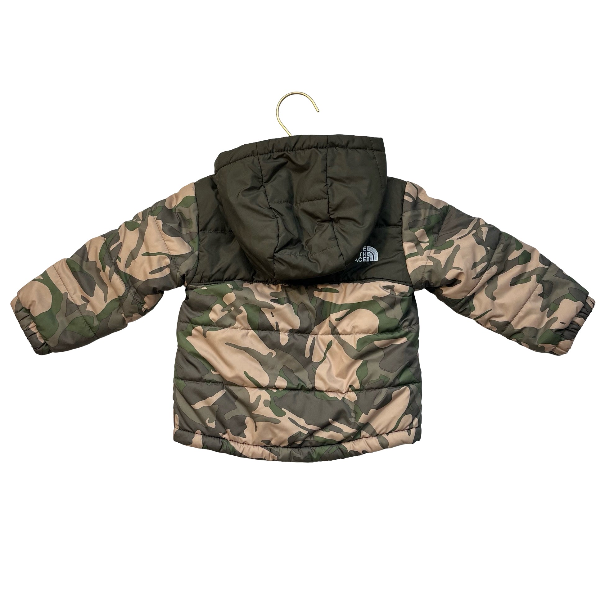 North Face Reversible Olive Green Camo & Sherpa Hooded Jacket - Size 12-18 Mo