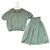 Buho Sage Green & Gold Metallic Pear Print Top & Skirt Set - Size 8Y