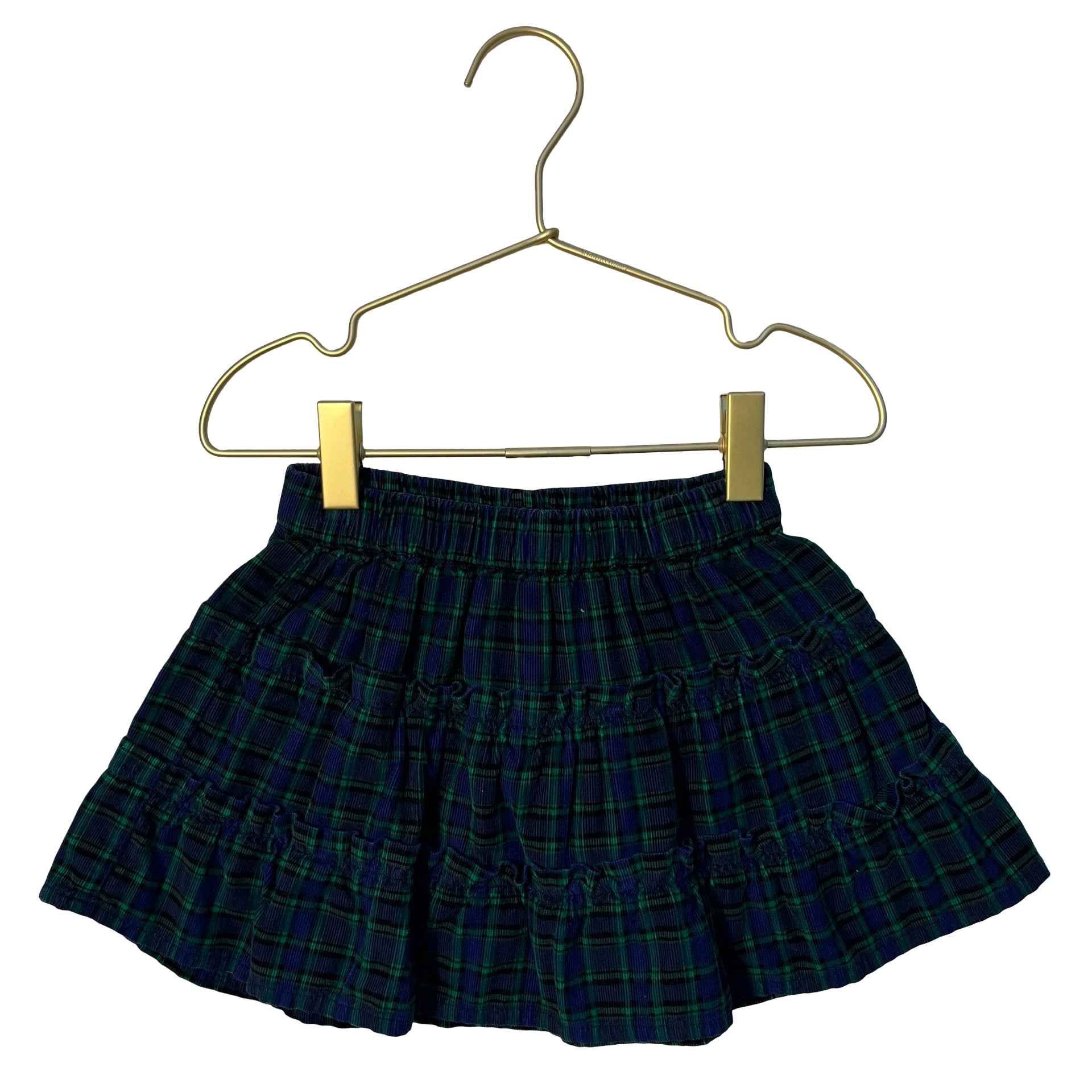 Crewcuts Navy & Green Plaid Corduory Skirt - Size XXS 2-3