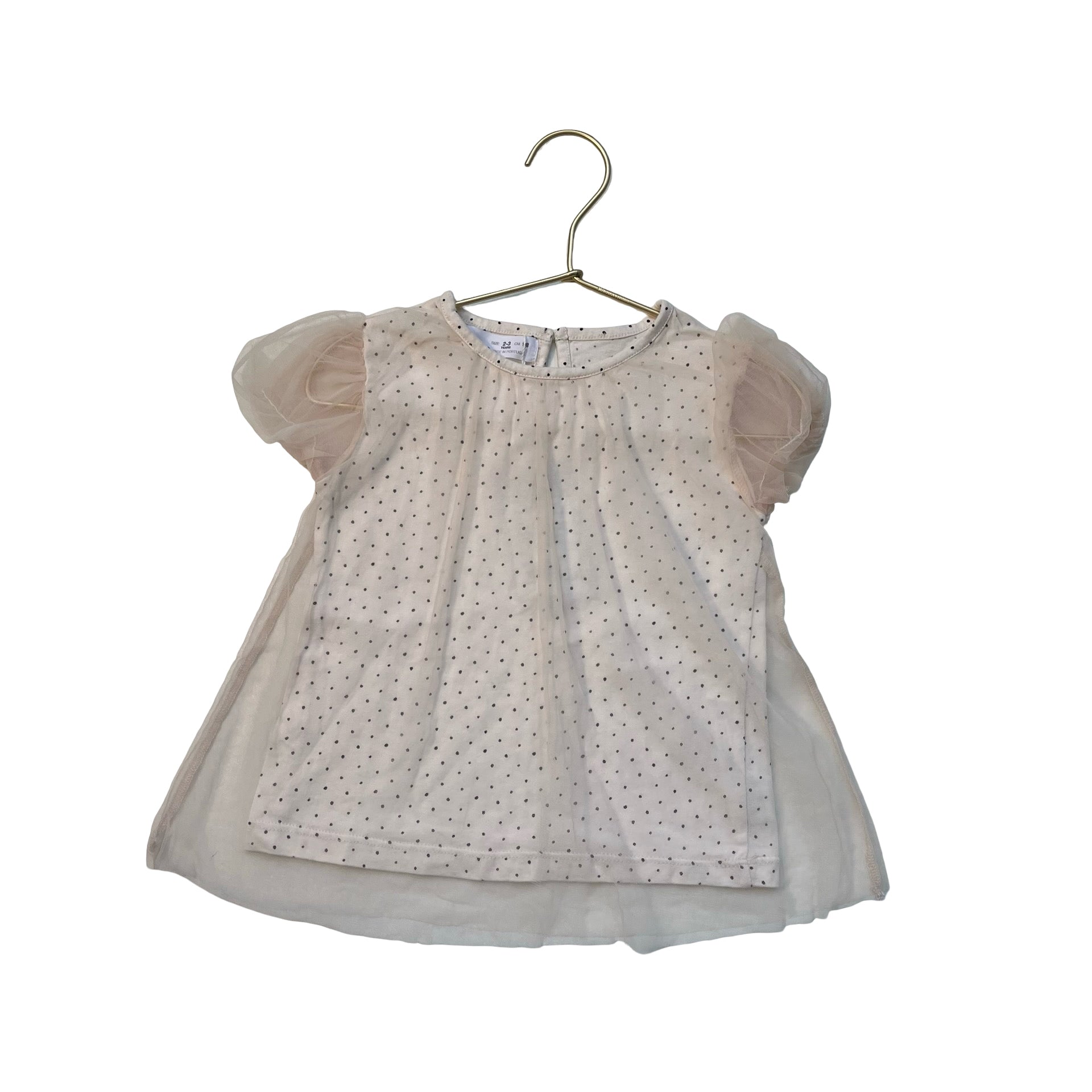 Zara Tulle Overlay Ivory Dot Top - Size 2-3