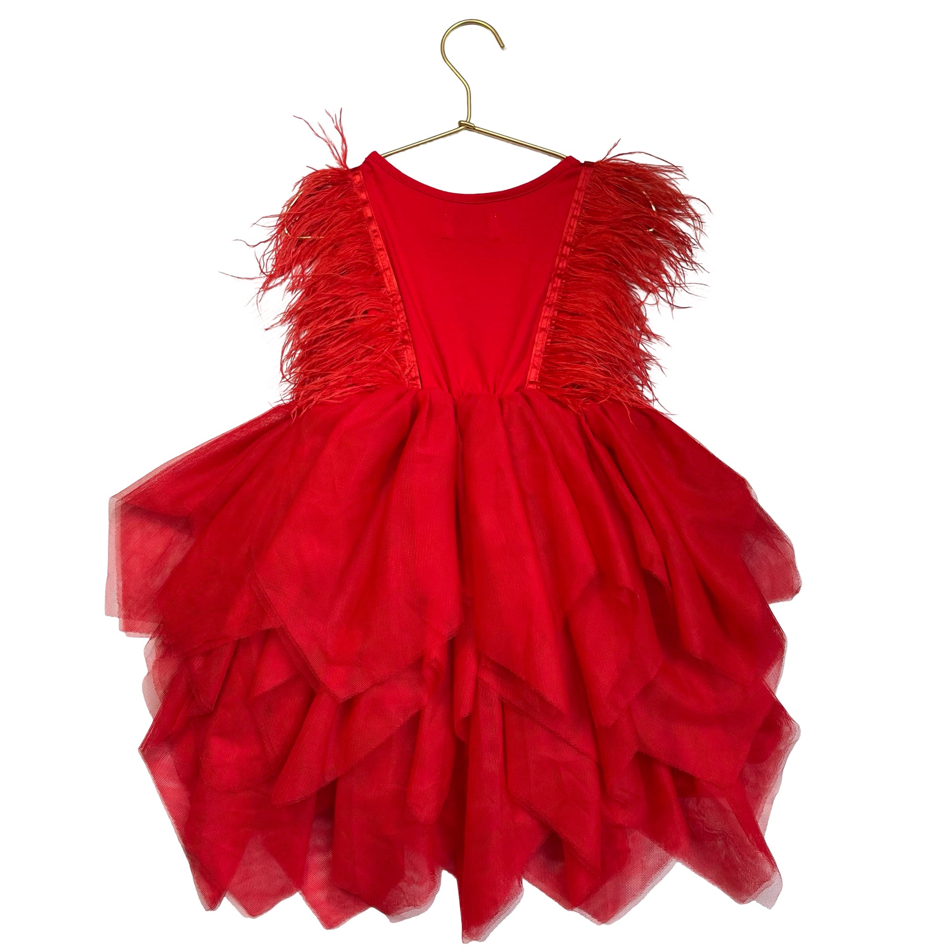 Lola & The Boys Red Feather & Tulle Dress - Size 2