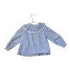 Zara Blue & White Striped Seersucker Blouse - Size 3-4