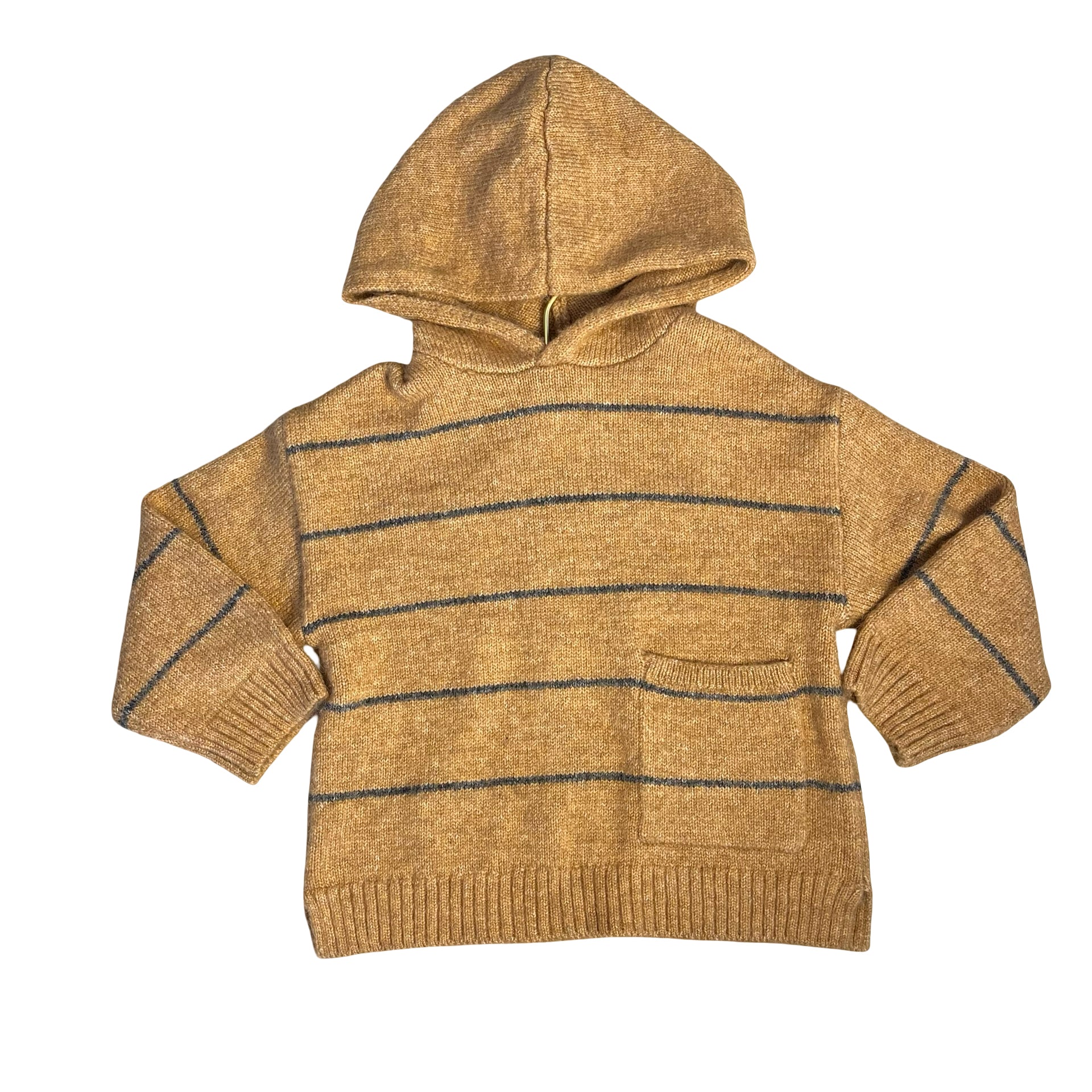 Zara Light Brown & Gray Striped Hooded Sweater - Size 2-3