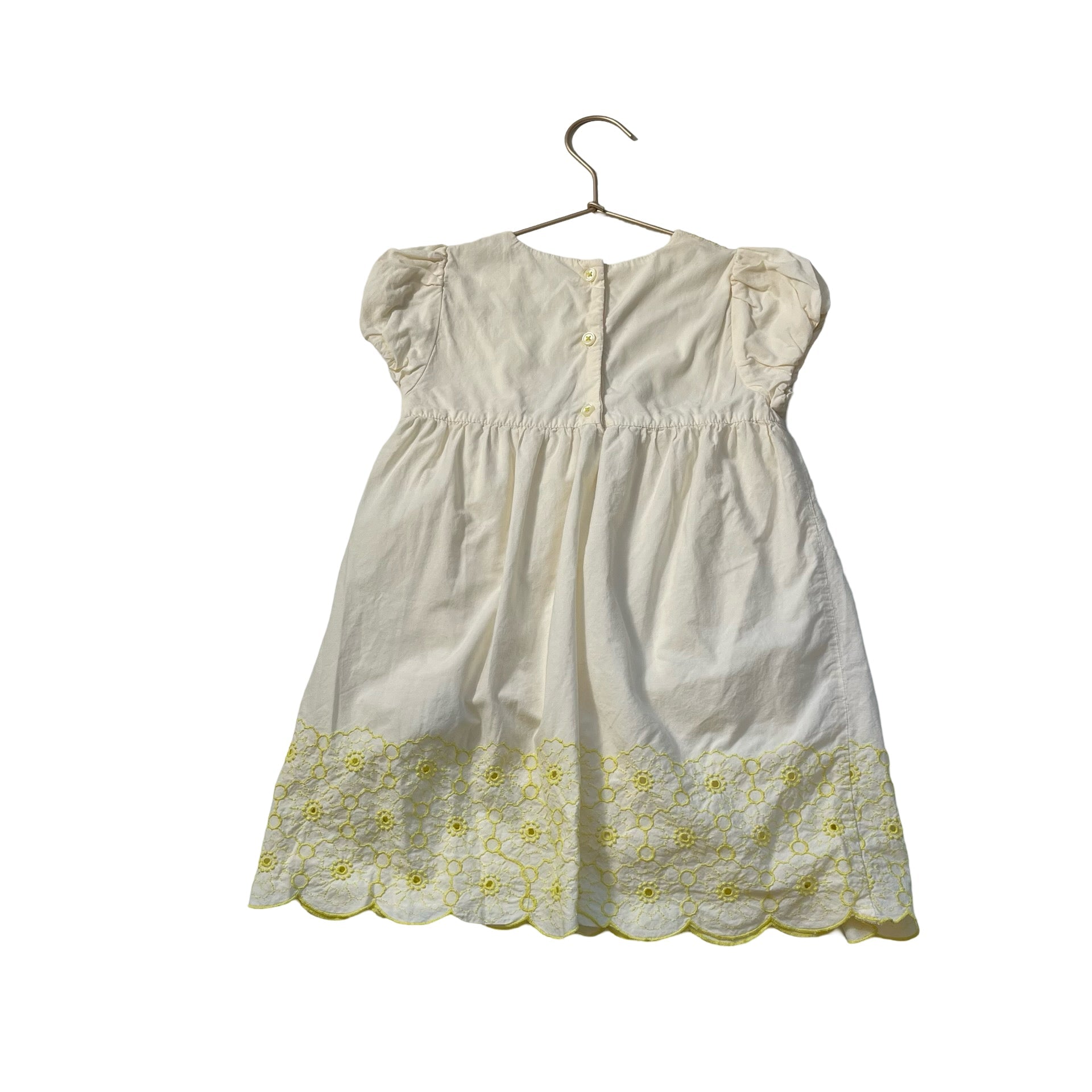Baby Boden Ivory & Yellow Embroidered Dress - Size 2 - 3 - Bounce Mkt