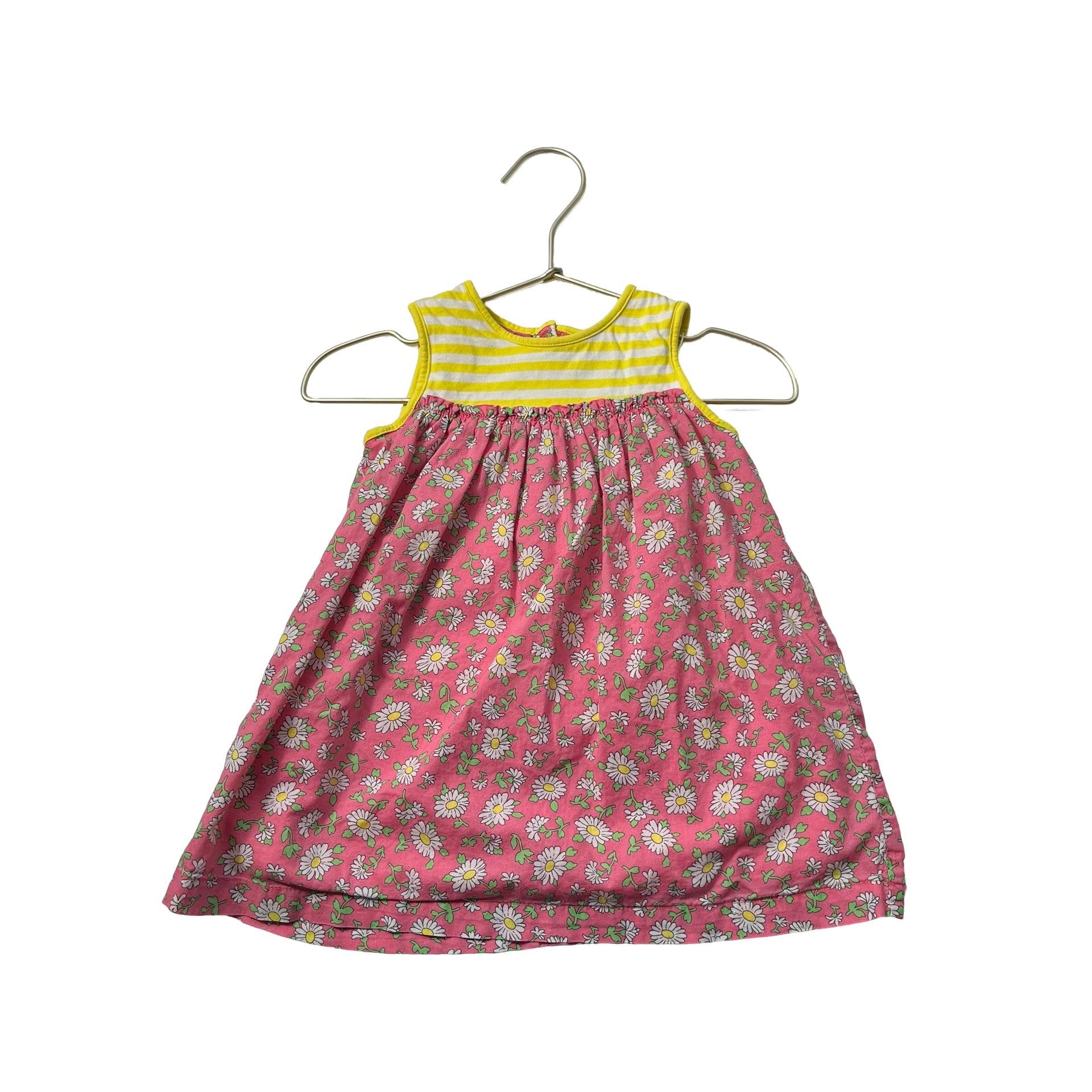 Baby Boden Pink Floral & Yellow Striped Dress - Size 6 - 12 Mo - Bounce Mkt