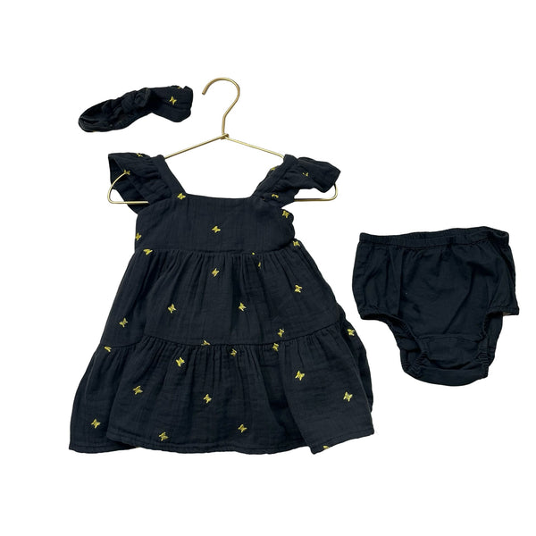 Baby Gap Black & Gold Butterfly Dress, Bloomers & Headband - Size 12 - 18 Mo - Bounce Mkt