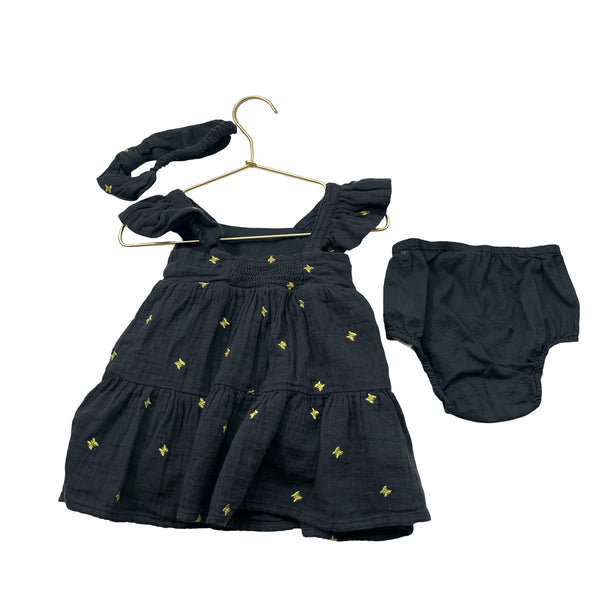Baby Gap Black & Gold Butterfly Dress, Bloomers & Headband - Size 12 - 18 Mo - Bounce Mkt