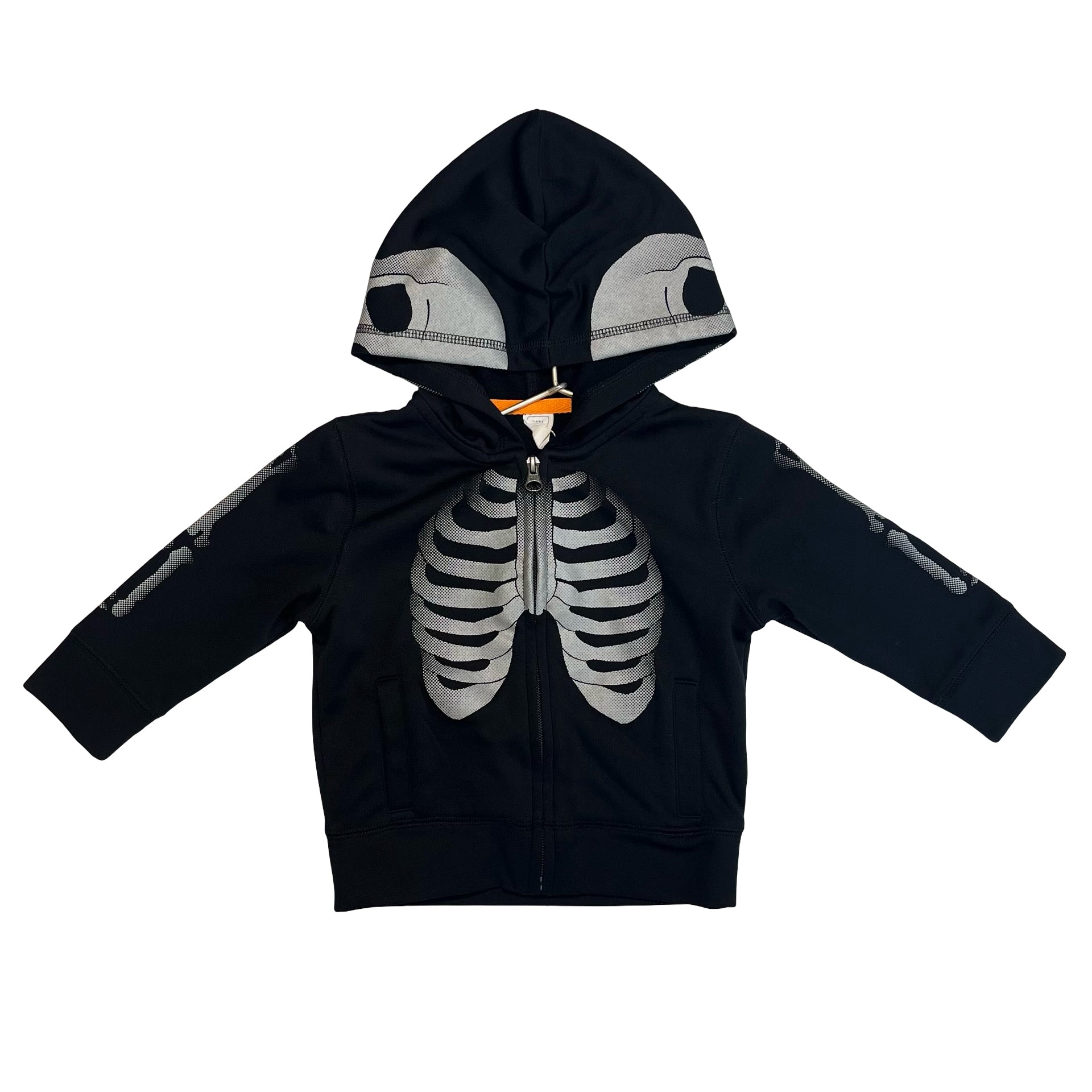 Baby Gap Black & Gray Skeleton Print Zip - Up Hoodie - Size 18 - 24 Mo - Bounce Mkt