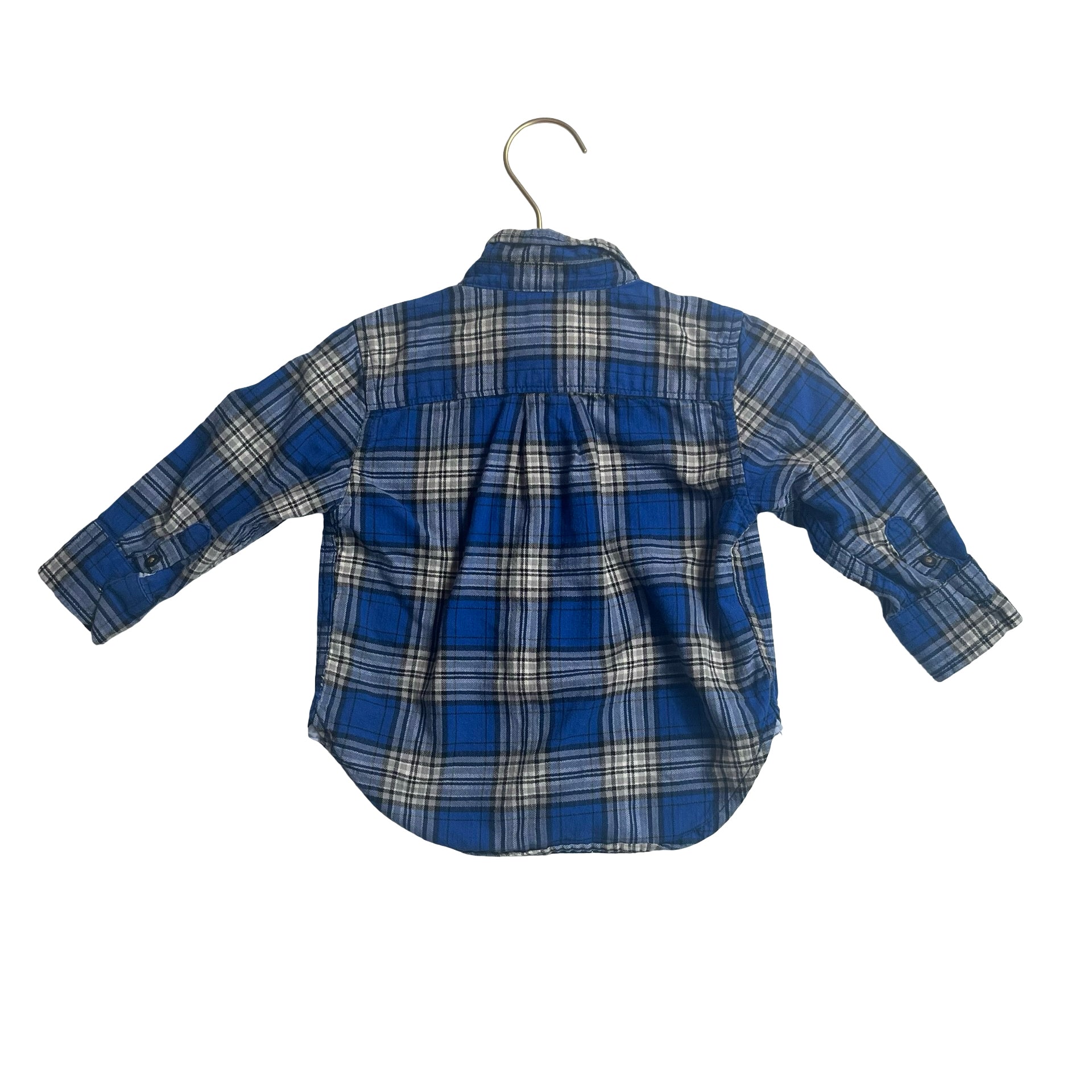 Baby Gap Blue & Ivory Plaid Button Down - Size 12 - 18 Mo - Bounce Mkt