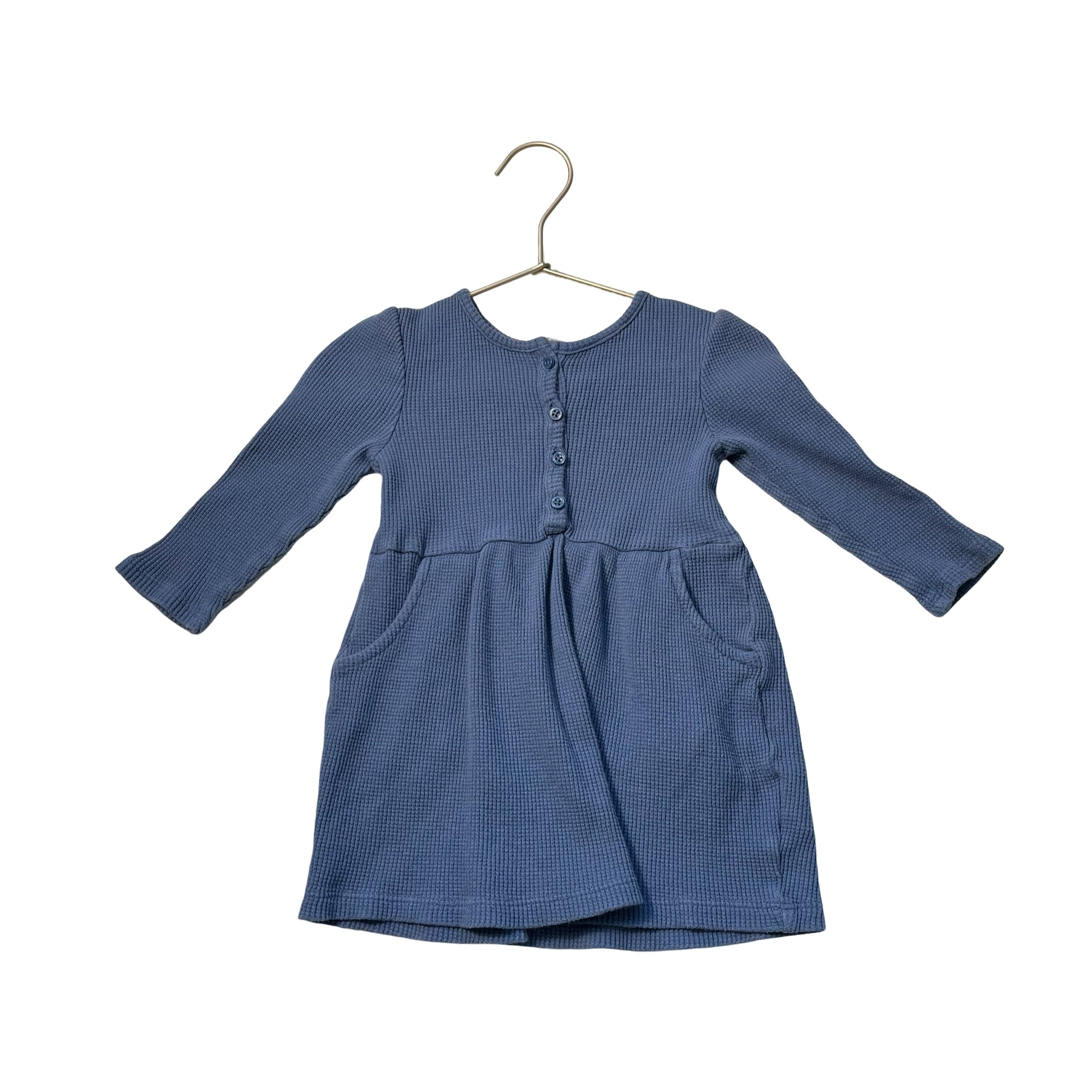 Baby Gap Blue Waffle Long Sleeve Dress - Size 2 - Bounce Mkt