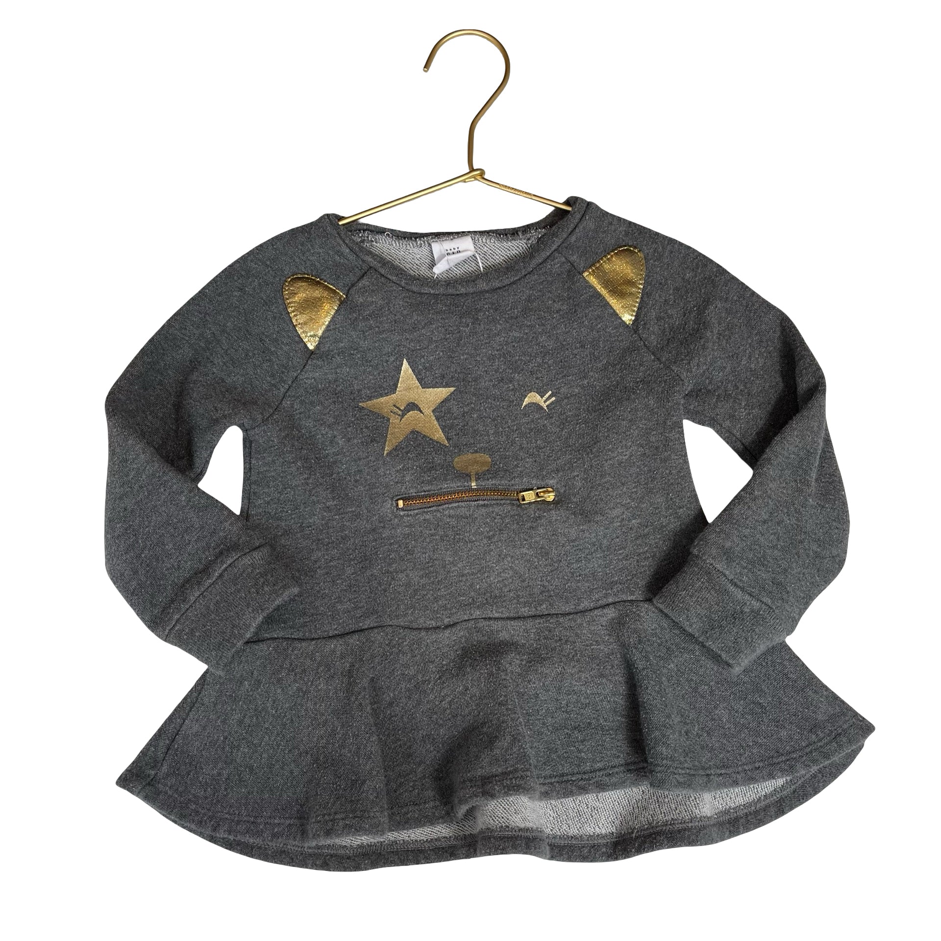 Baby Gap Gray & Gold Cat Sweatshirt - Size 2 - Bounce Mkt