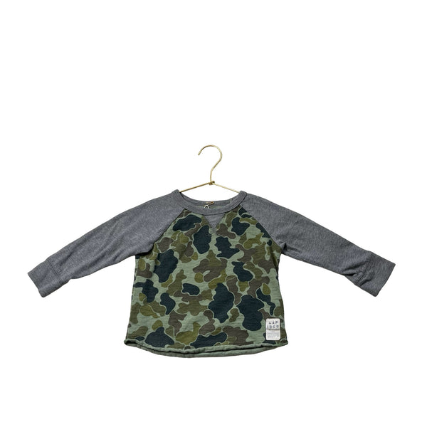 Baby Gap Gray & Green Camouflage Raglan Long Sleeve Shirt - Size 2 - Bounce Mkt