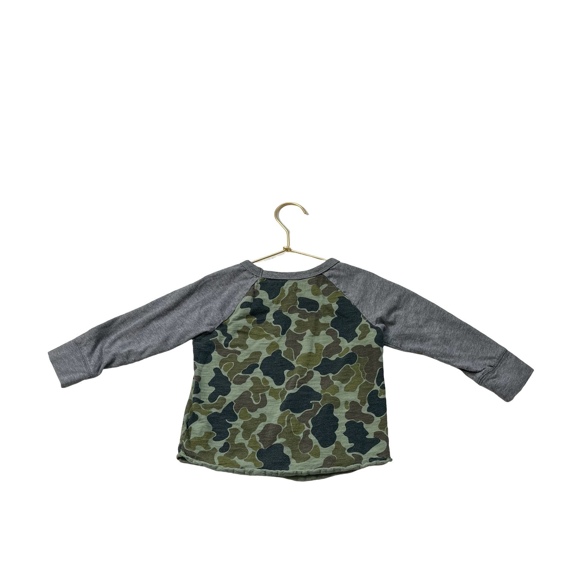 Baby Gap Gray & Green Camouflage Raglan Long Sleeve Shirt - Size 2 - Bounce Mkt