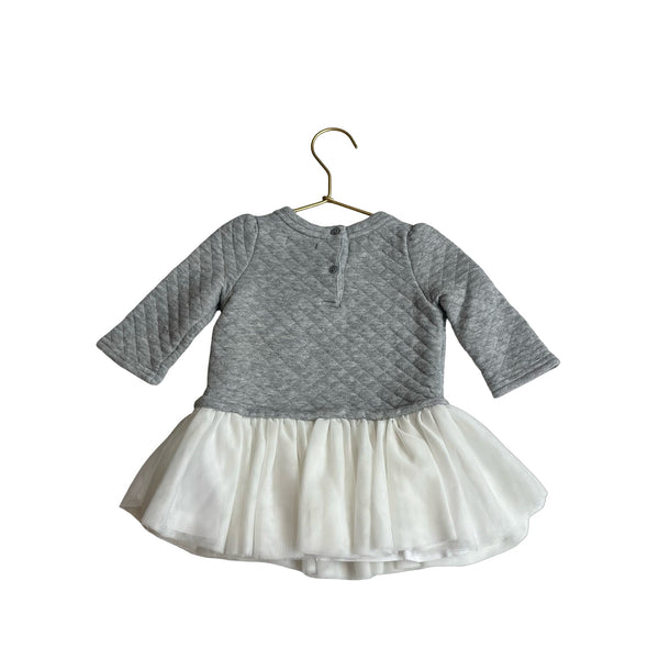 Baby Gap Gray & Ivory Quilted Tulle Dress - Size 3 - 6 Months - Bounce Mkt