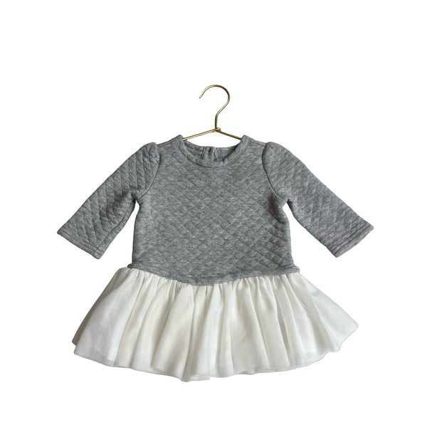 Baby Gap Gray & Ivory Quilted Tulle Dress - Size 3 - 6 Months - Bounce Mkt