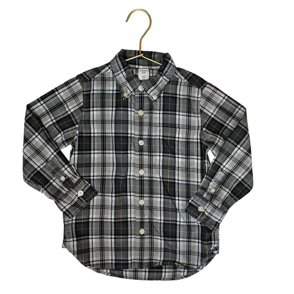 Baby Gap Gray, Ivory & Yellow Plaid Button Down Shirt - Size 4 - Bounce Mkt