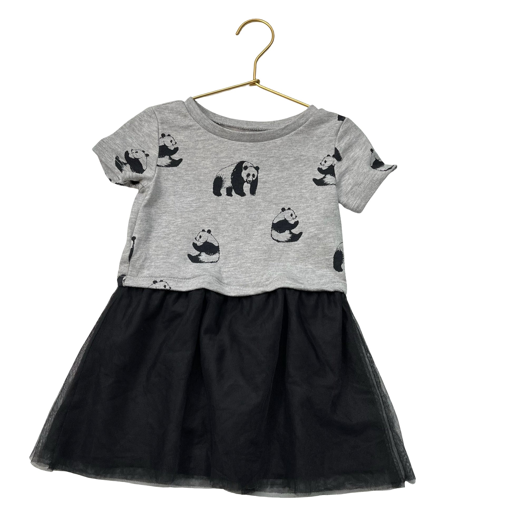 Baby Gap Gray Panda Print & Black Tulle Dress - Size 2 - Bounce Mkt