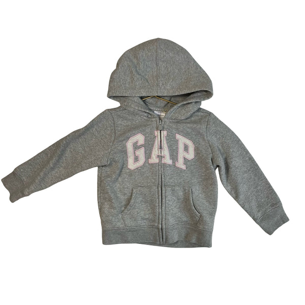 Baby Gap Gray, Pink, Ivory Sparkle Logo Zip - Up Hoodie - Size 4 - Bounce Mkt