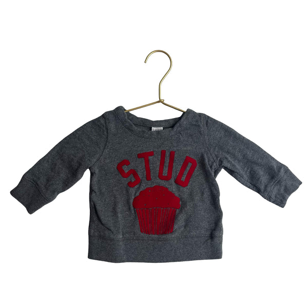 Baby Gap Gray & Red 'Stud Muffin' Sweatshirt - Sizes 6 - 12 Months - Bounce Mkt