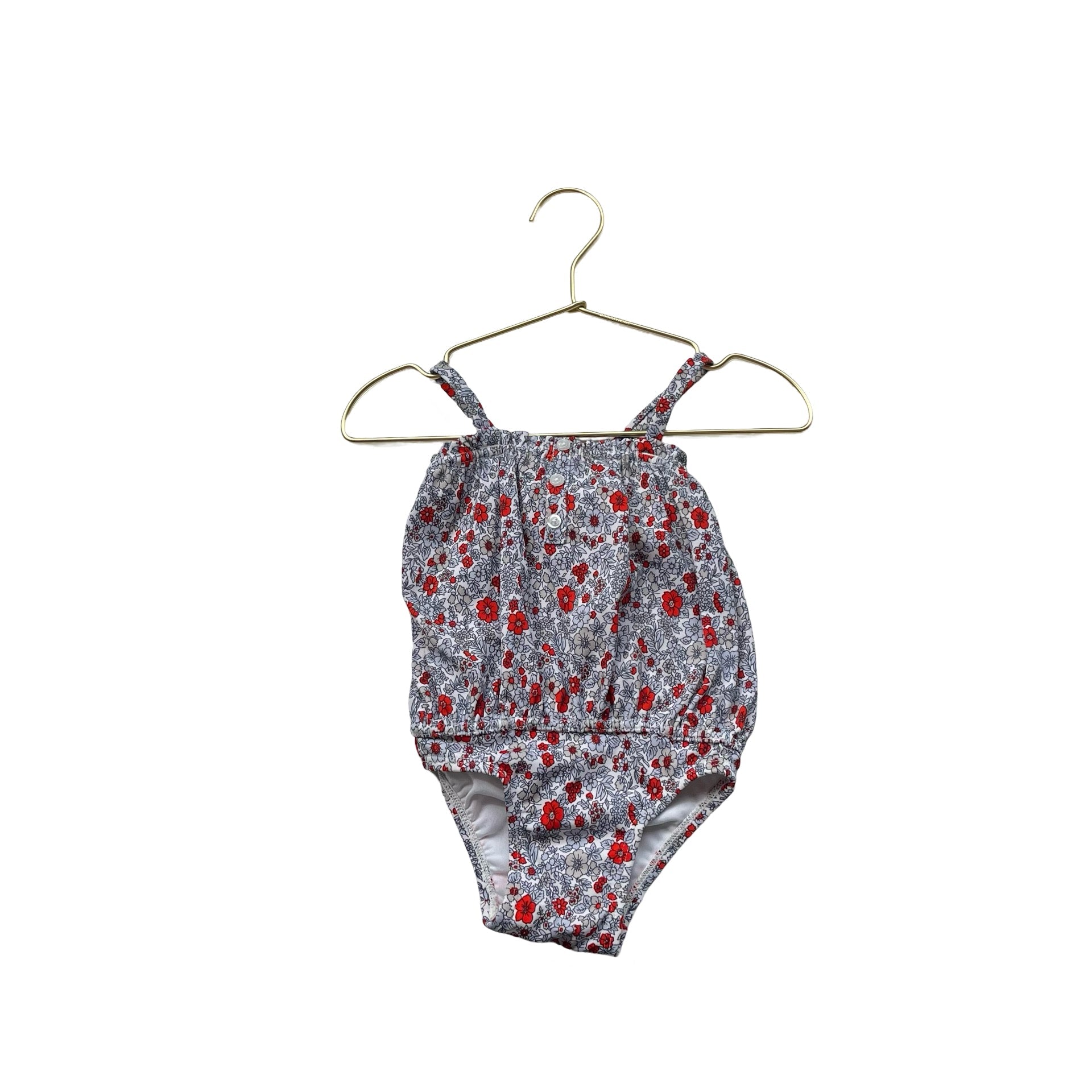 Baby Gap Ivory, Blue, Red Floral Swim Suit - Size 3 - 6 Mo - Bounce Mkt