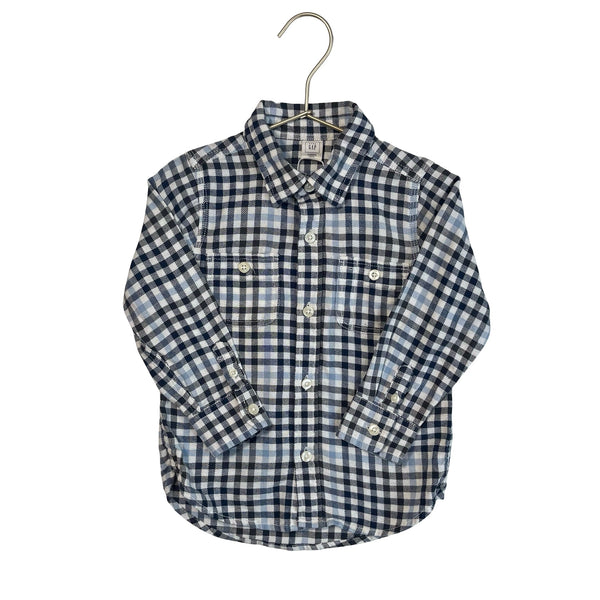 Baby Gap Ivory, Navy, Black, Blue Check Button Down - Size 3 - Bounce Mkt