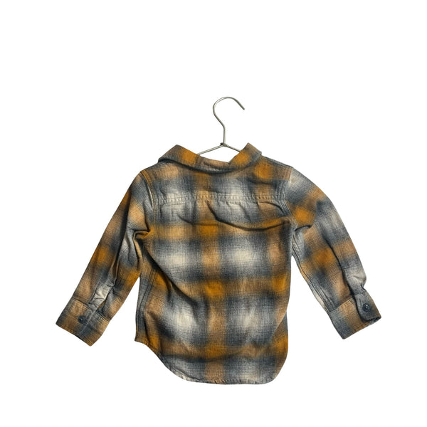 Baby Gap Mustard Yellow & Gray Plaid Flannel Button Down Shirt - Size 2 - Bounce Mkt