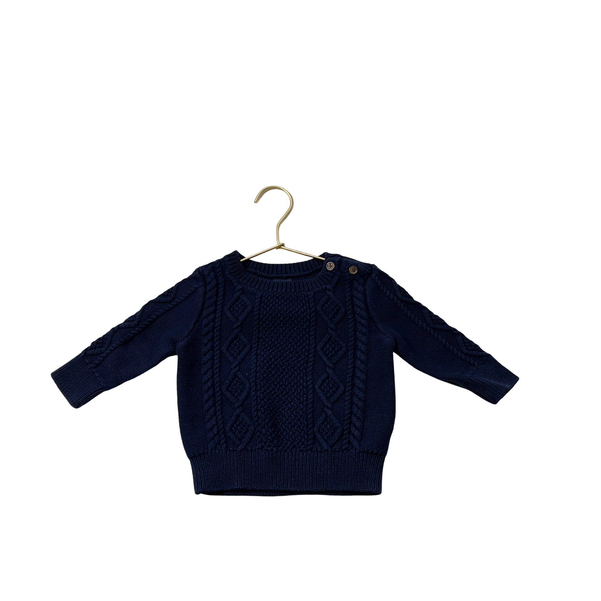 Baby Gap Navy Cable Crewneck Sweater - Size 6 - 12 Months - Bounce Mkt