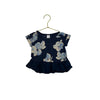 Baby Gap Navy Flower Print Peplum Hem Tee - Size 12 - 18 Mo - Bounce Mkt