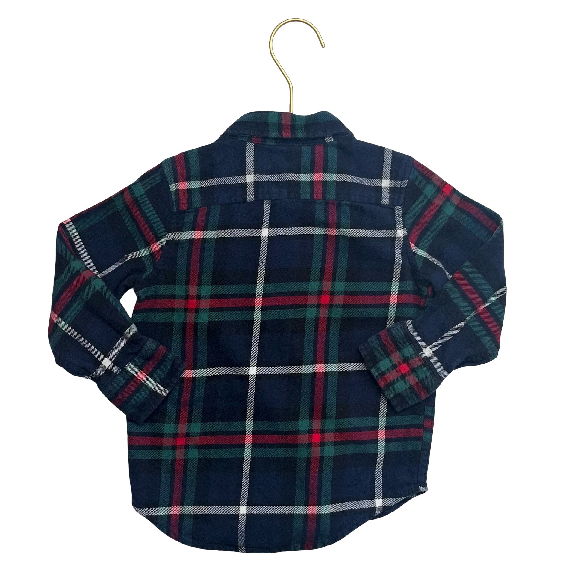Baby Gap Navy, Green, Red & Ivory Plaid Flannel Button Down Shirt - Size 2 - Bounce Mkt