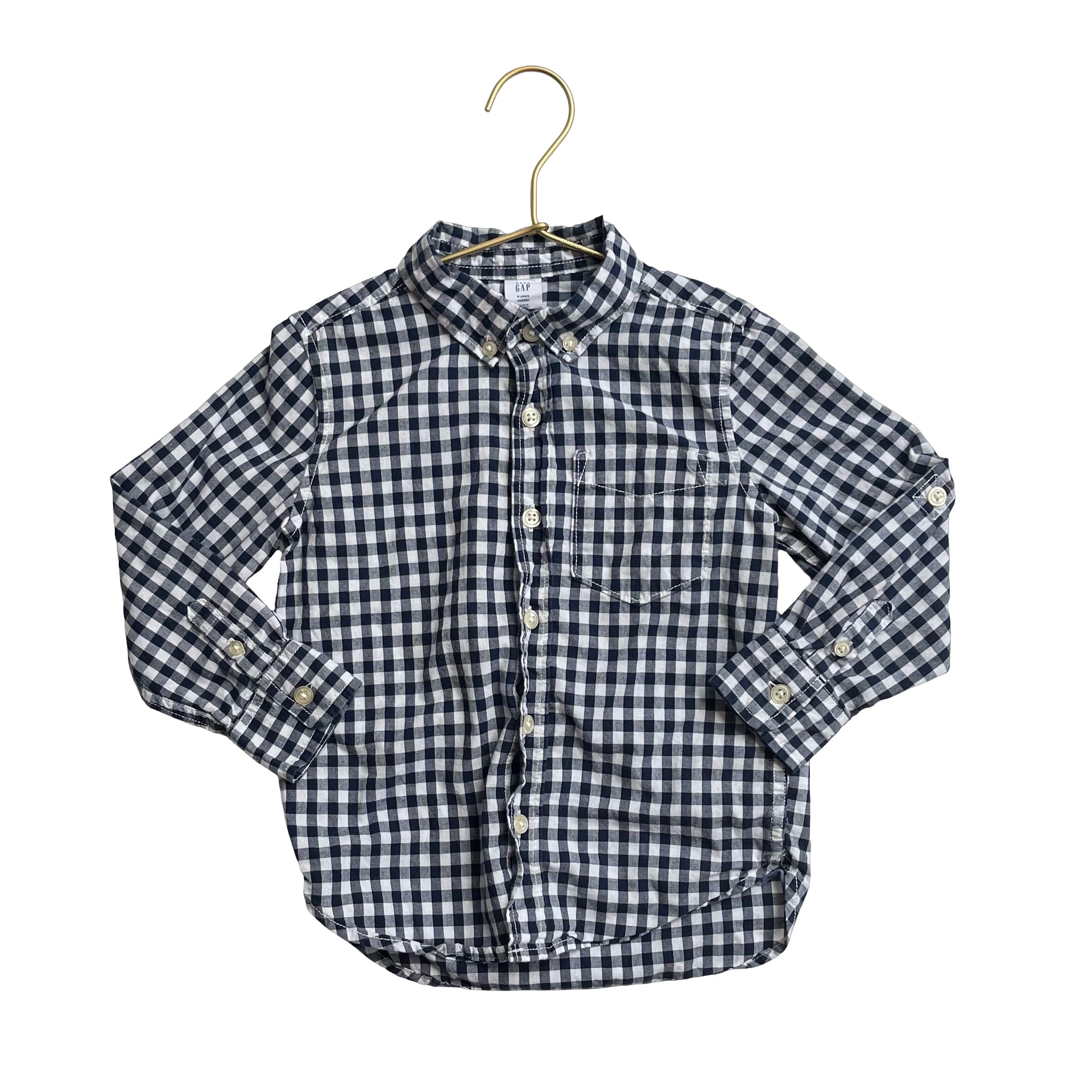 Baby Gap Navy & Ivory Check Long Sleeve Button Down Shirt - Size 4 - Bounce Mkt