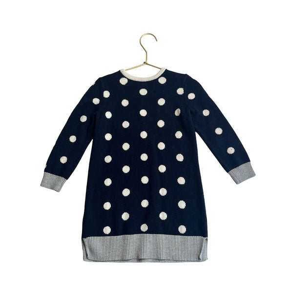 Baby Gap Navy & Ivory Polka Dot Sweater Dress - Size 4 - Bounce Mkt