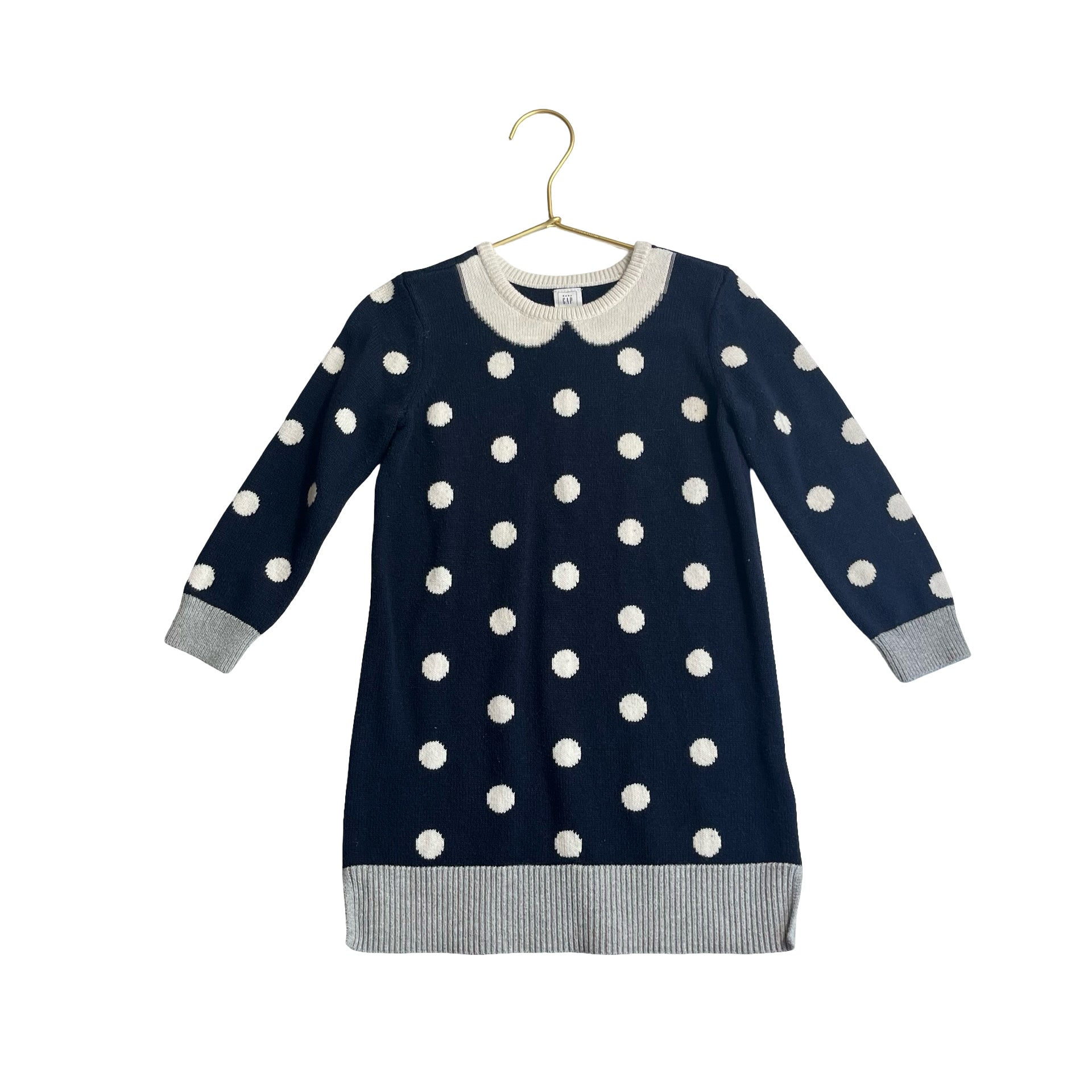 Baby Gap Navy & Ivory Polka Dot Sweater Dress - Size 4 - Bounce Mkt