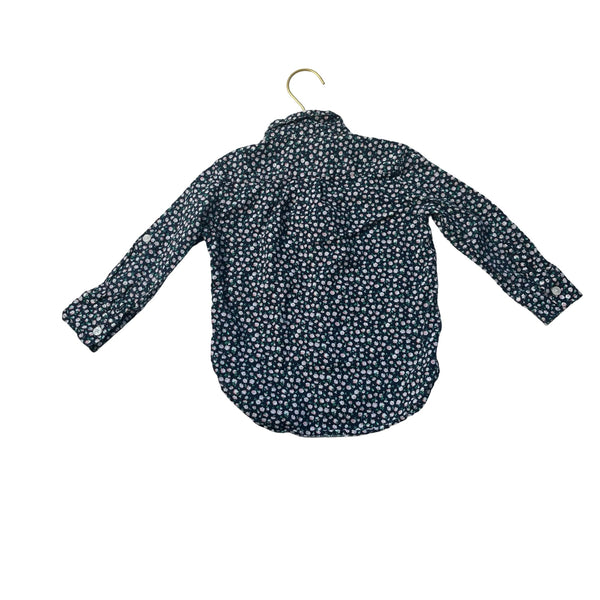 Baby Gap Navy & Pink Floral Linen - Blend Button Down - Size 2 - Bounce Mkt