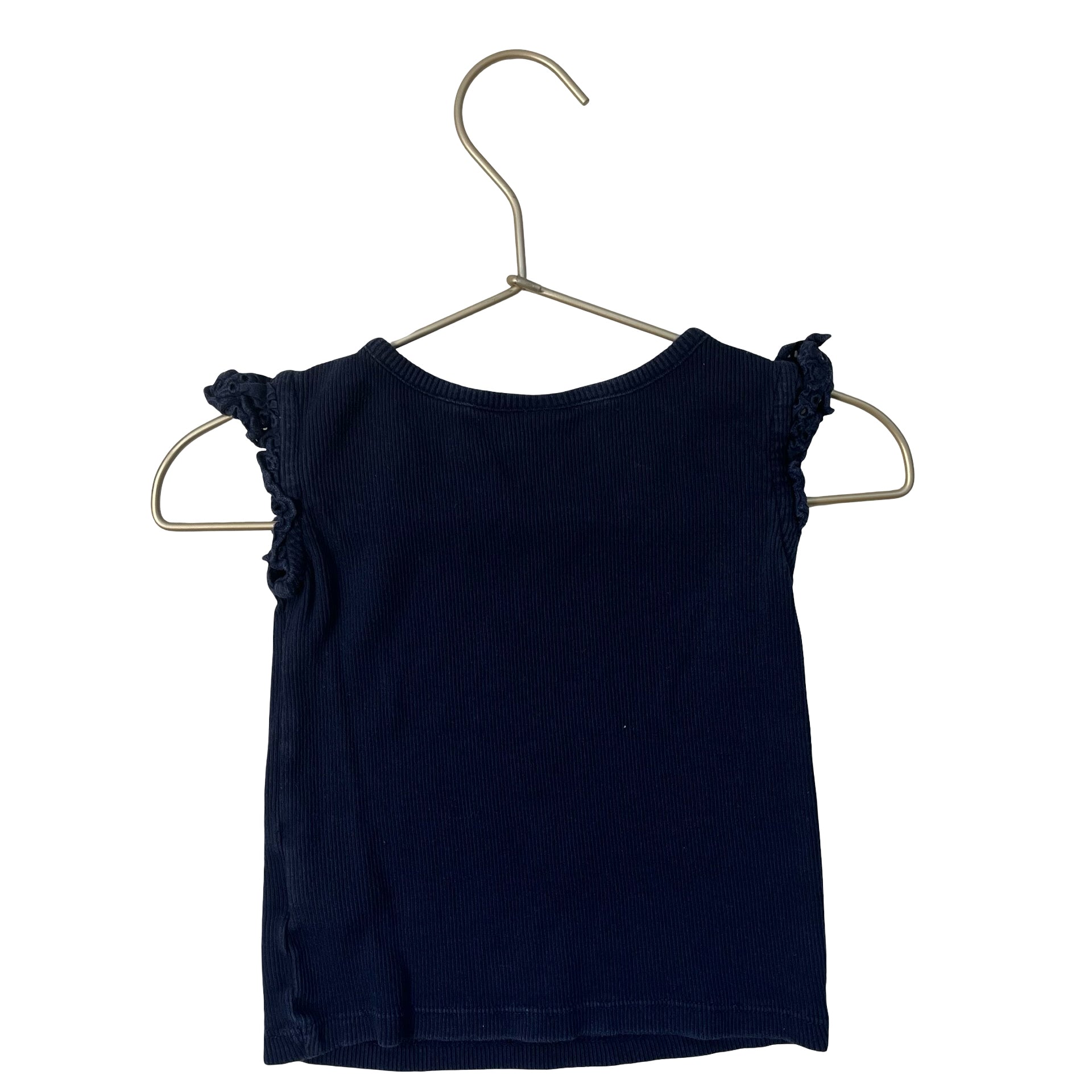 Baby Gap Navy Ribbed Eyelet Ruffle Sleeveless Shirt - Size 18 - 24 Months - Bounce Mkt