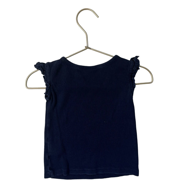 Baby Gap Navy Ribbed Eyelet Ruffle Sleeveless Shirt - Size 18 - 24 Months - Bounce Mkt
