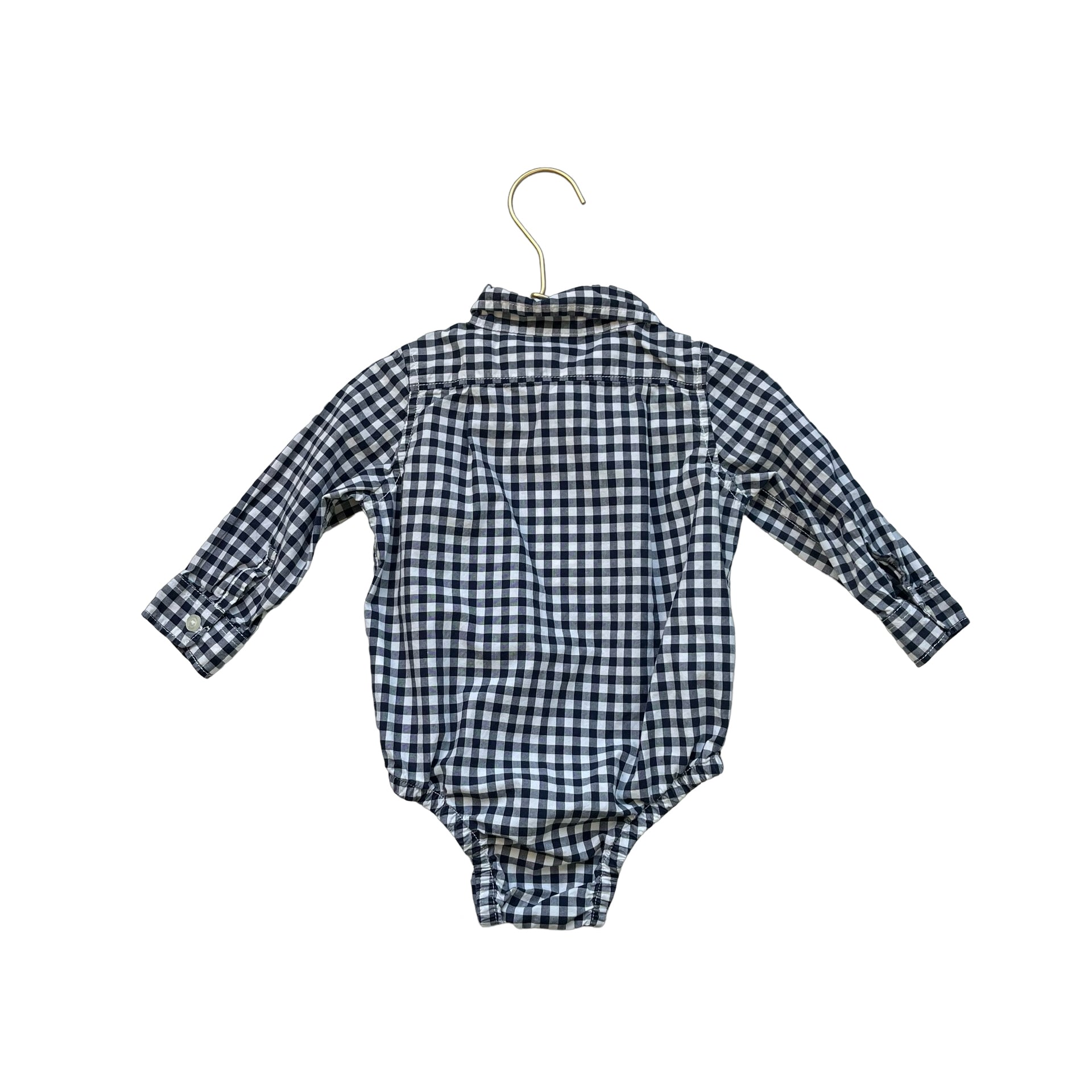 Baby Gap Navy & White Check Button Down Shirt Onesie - Size 12 - 18 Months - Bounce Mkt