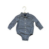 Baby Gap Navy & White Check Button Down Shirt Onesie - Size 12 - 18 Months - Bounce Mkt