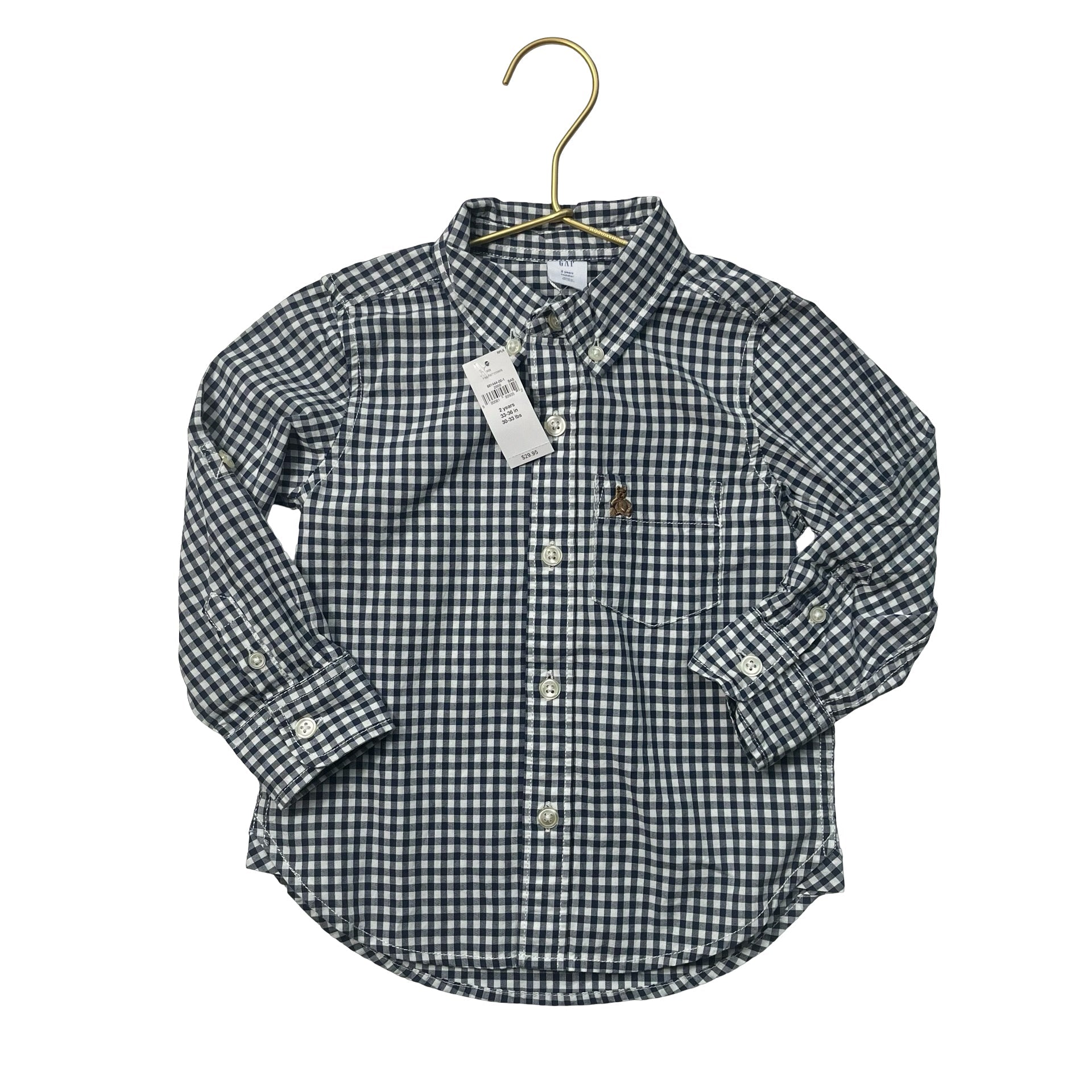 Baby Gap Navy & White Check Button Down with Tags - Size 2 - Bounce Mkt