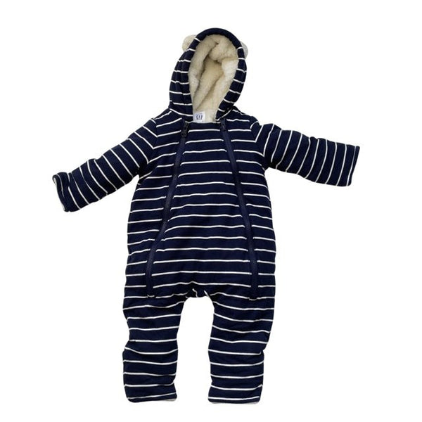 Baby Gap Navy & White Sherpa Lined Bunting - Size 0 - 3 Mo - Bounce Mkt