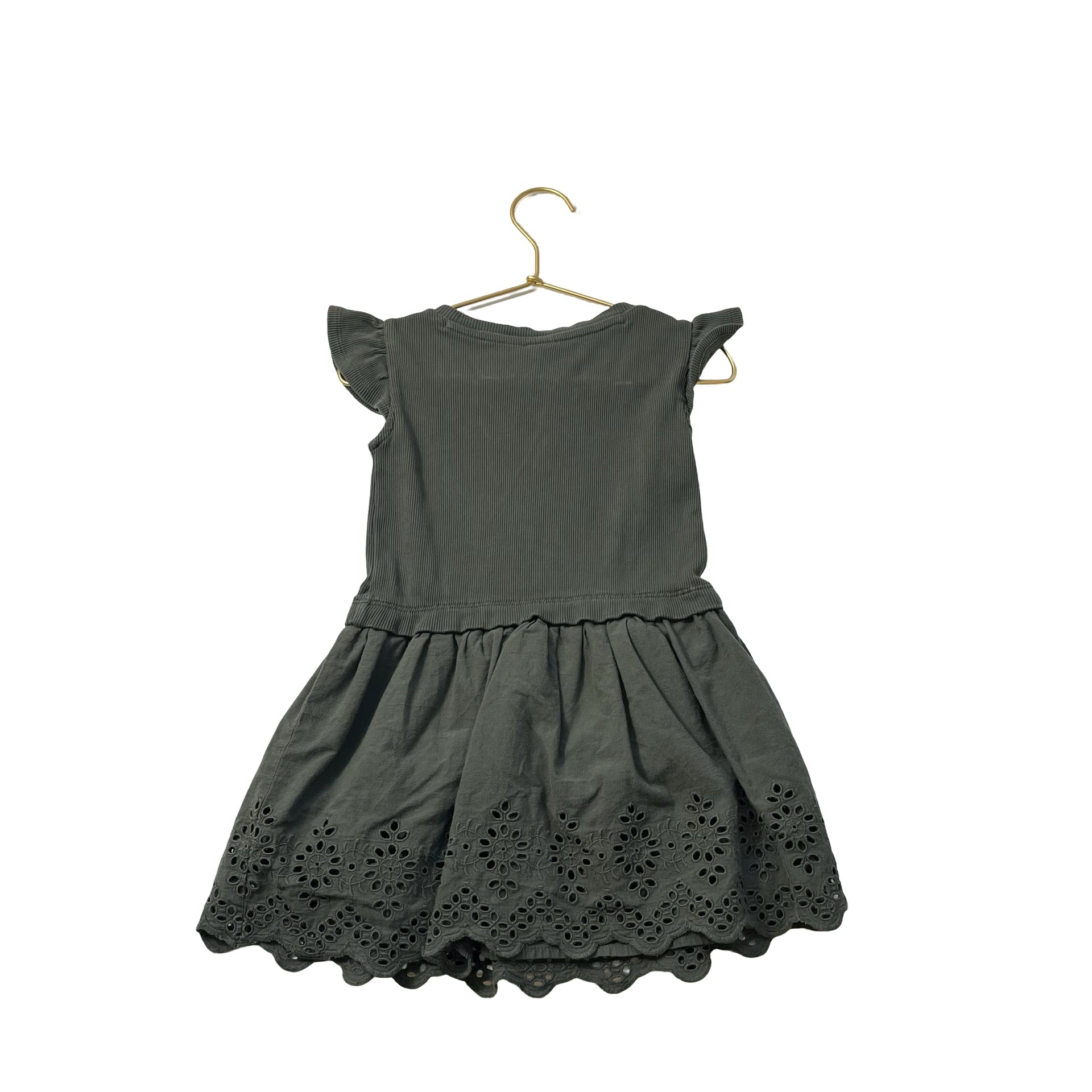 Baby Gap Olive Green Eyelet Short Sleeve Dress - Size 3 - Bounce Mkt