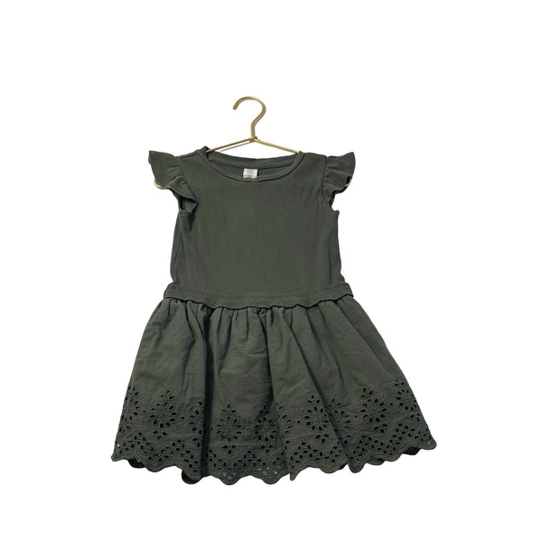 Baby Gap Olive Green Eyelet Short Sleeve Dress - Size 3 - Bounce Mkt