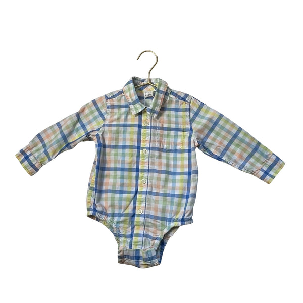 Baby Gap Pastel Check Button Down Bodysuit - Size 18 - 24 Mo - Bounce Mkt