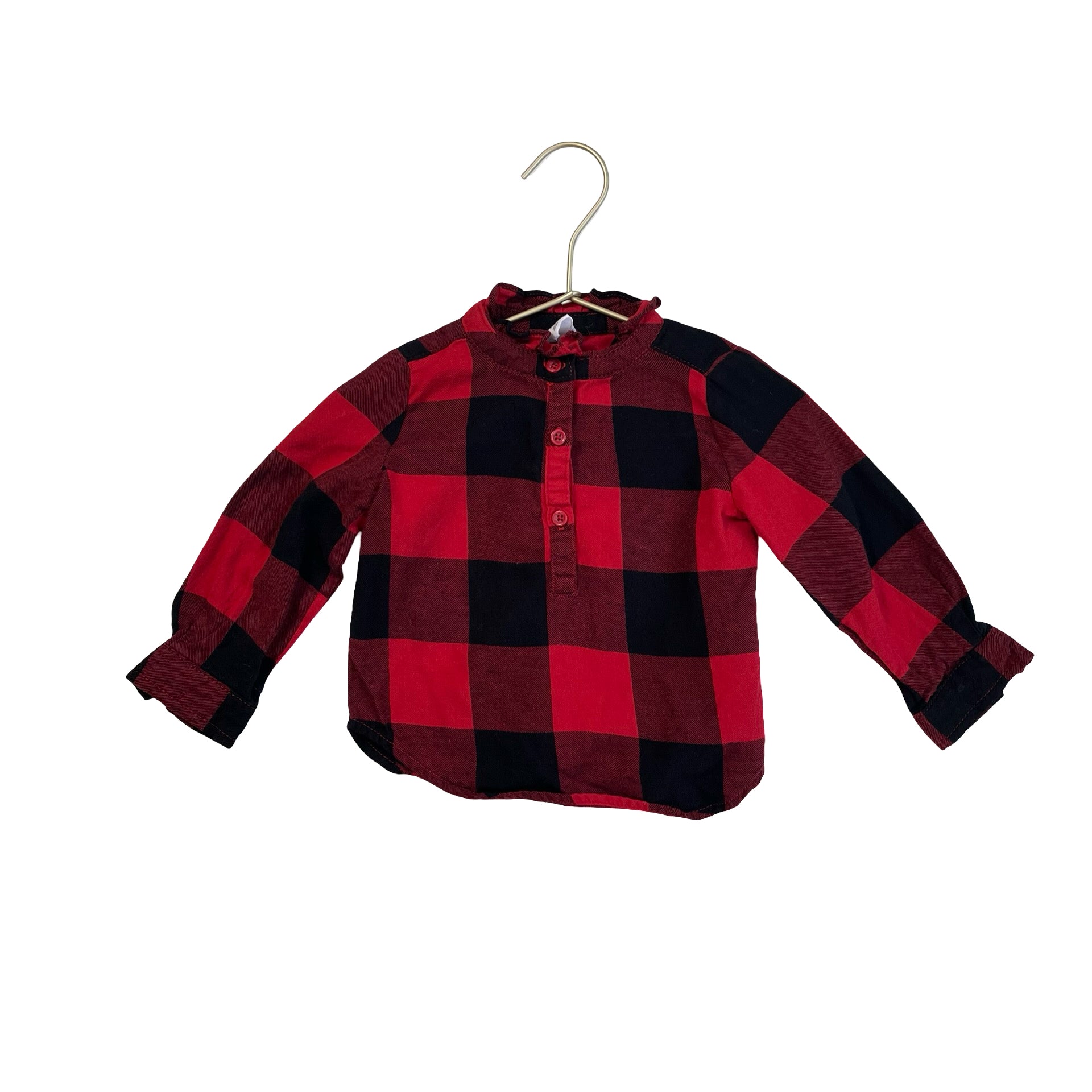Baby Gap Red & Black Check Flannel Blouse - Size 12 - 18 Months - Bounce Mkt