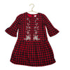 Baby Gap Red & Black Check Ivory Floral Embroidery Flannel Dress - Size 5 - Bounce Mkt
