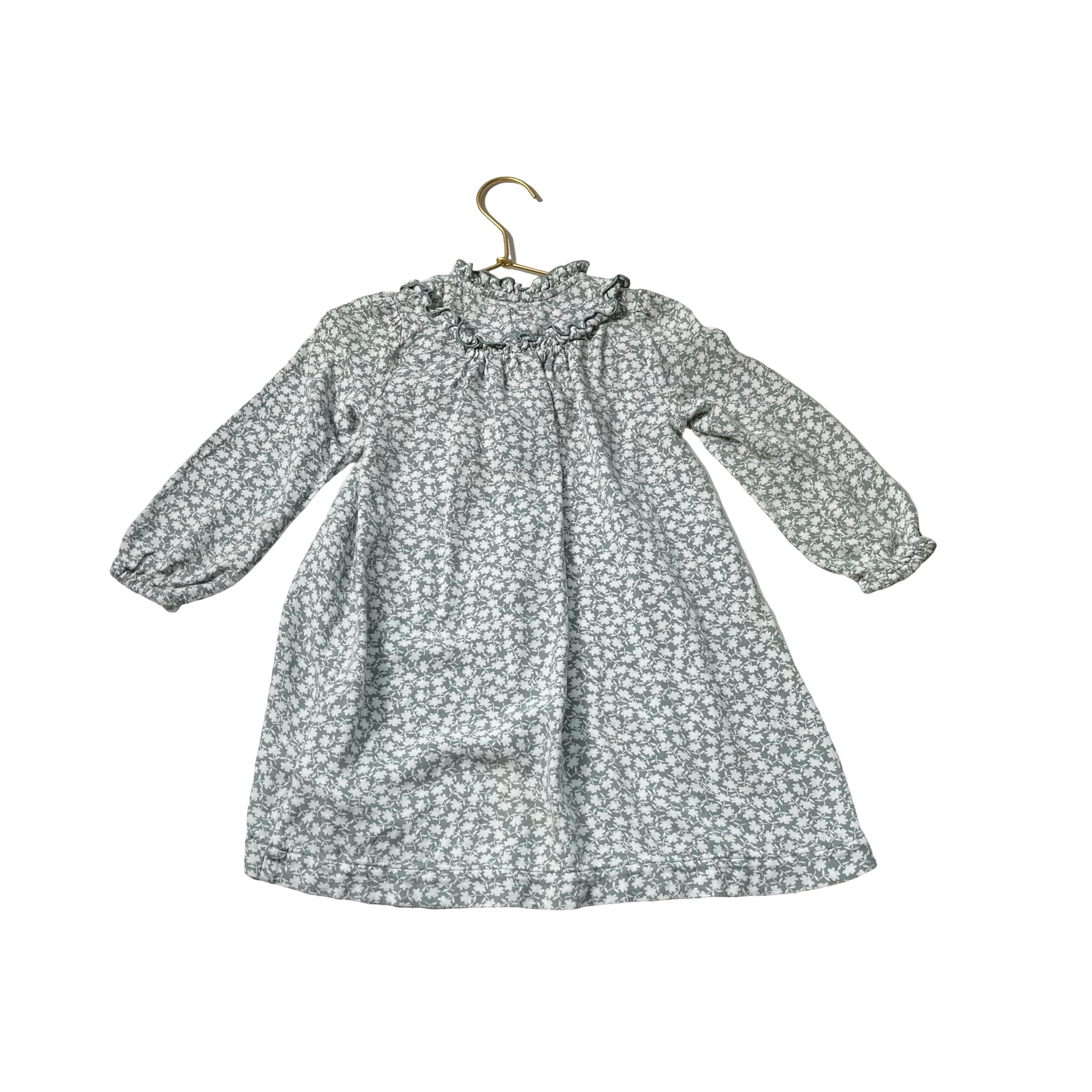 Baby Gap Sage Green & Ivory Floral Long Sleeve Dress - Size 4 - Bounce Mkt