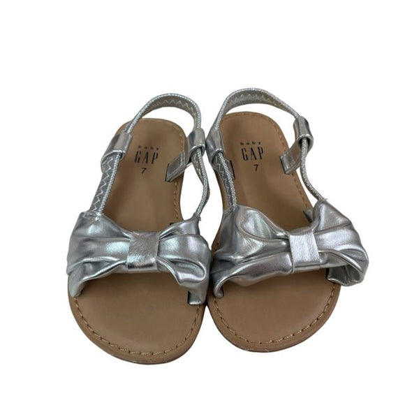 Baby Gap Silver Bow Sandals - Size 7 - Bounce Mkt