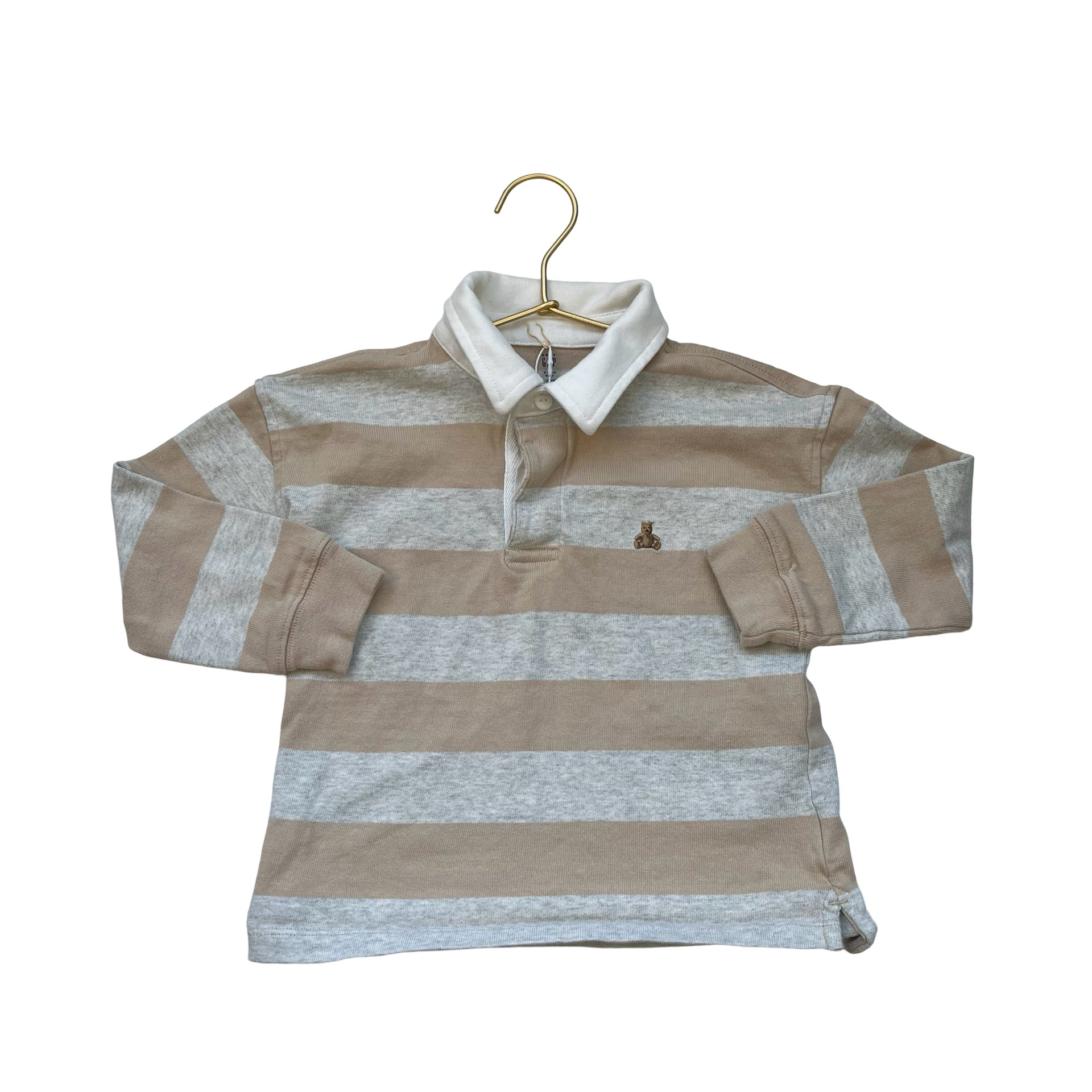 Baby Gap Tan & Gray Striped Rugby Shirt - Size 4 - Bounce Mkt